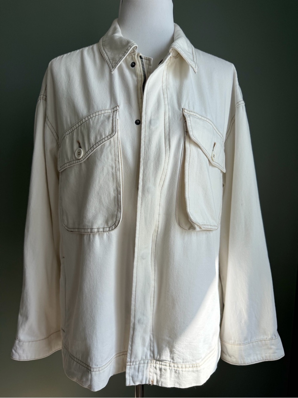 Pistola Utility Workwear Jacket in Cream White Size Medium